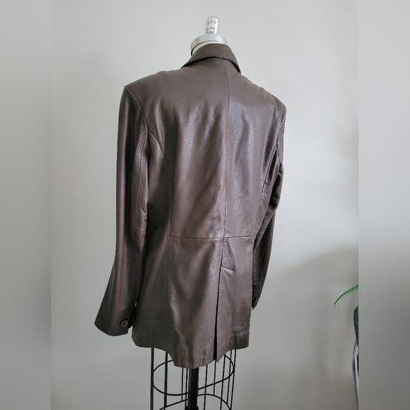 BOD & CHRISTENSEN brown leather hip length jacket - Picture 5 of 10